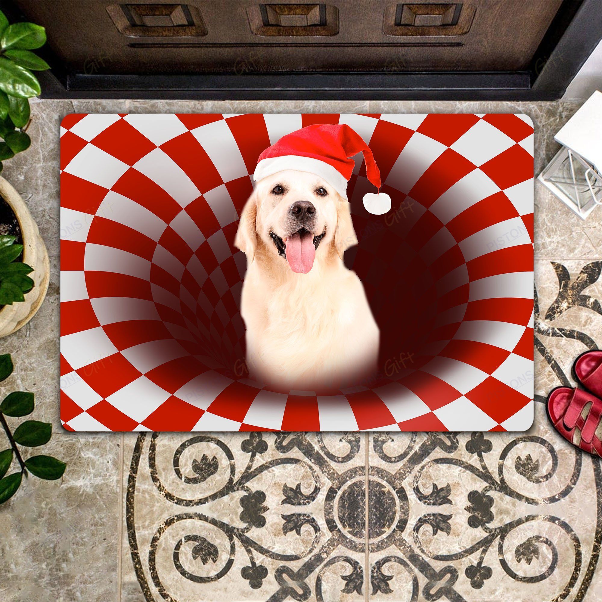 White Labrador Christmas All Over Printing Doormat