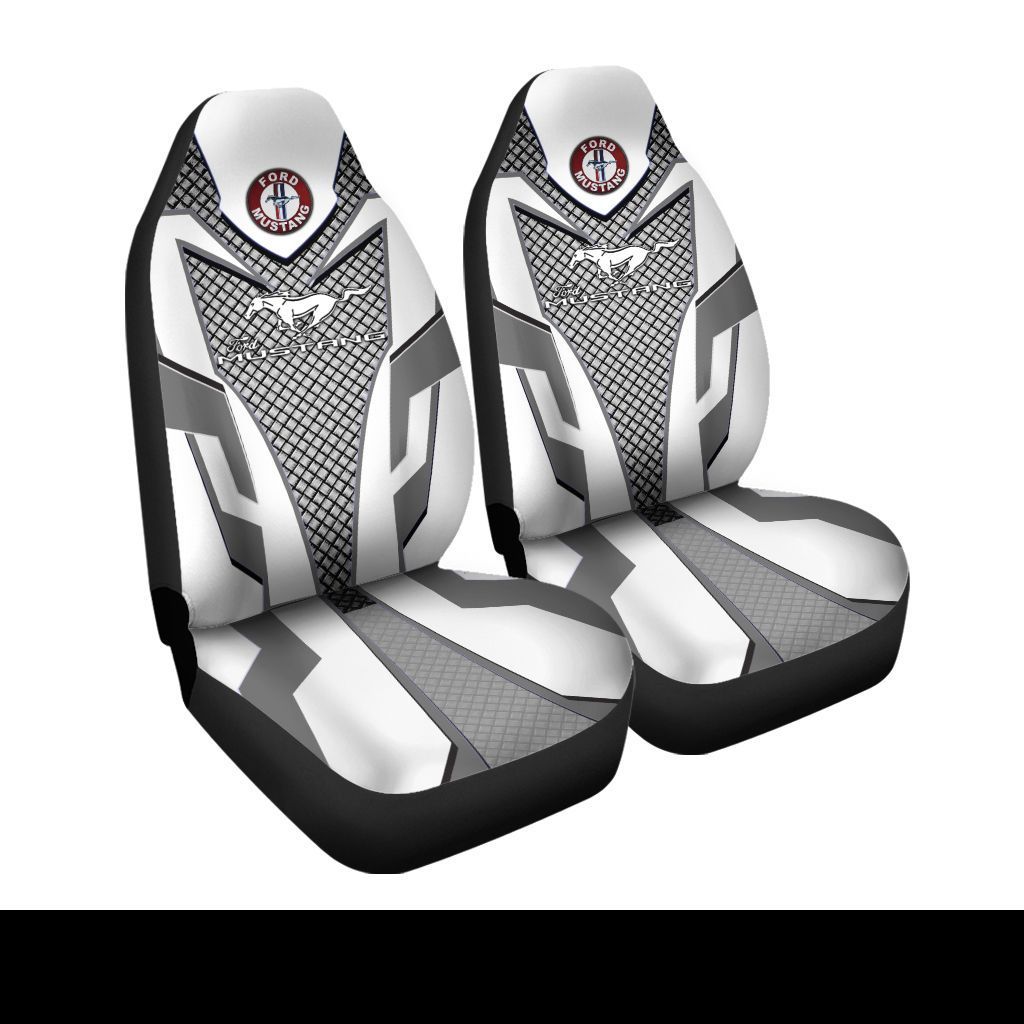 Ford Mustang Car Seat Cover (Set Of 2) Ver3 (White) abc
