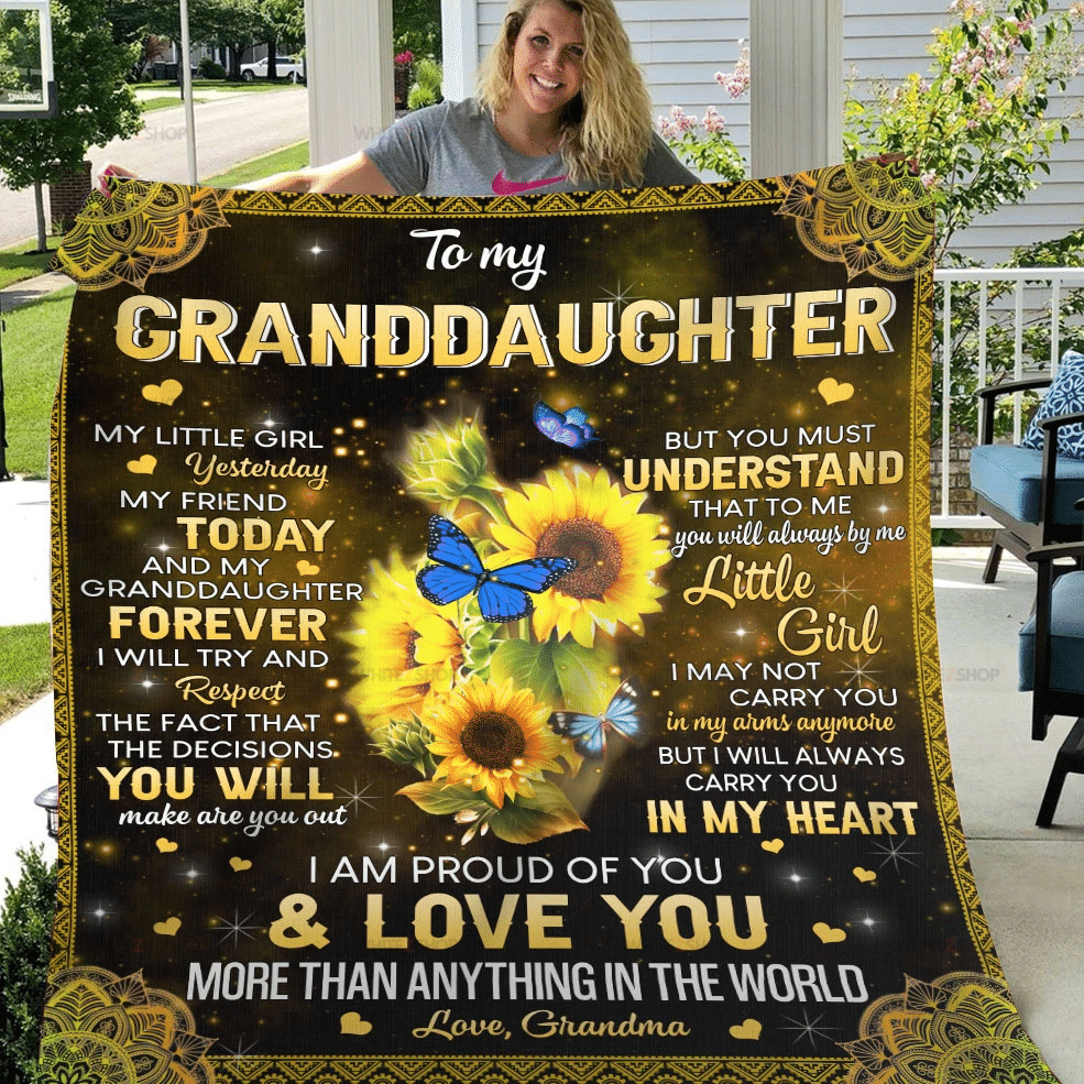 Flower Grandma To My Granddaughter, My Little Girl Yesterday, My Friend Today & My Granddaughter Forever – Sherpa Blanket