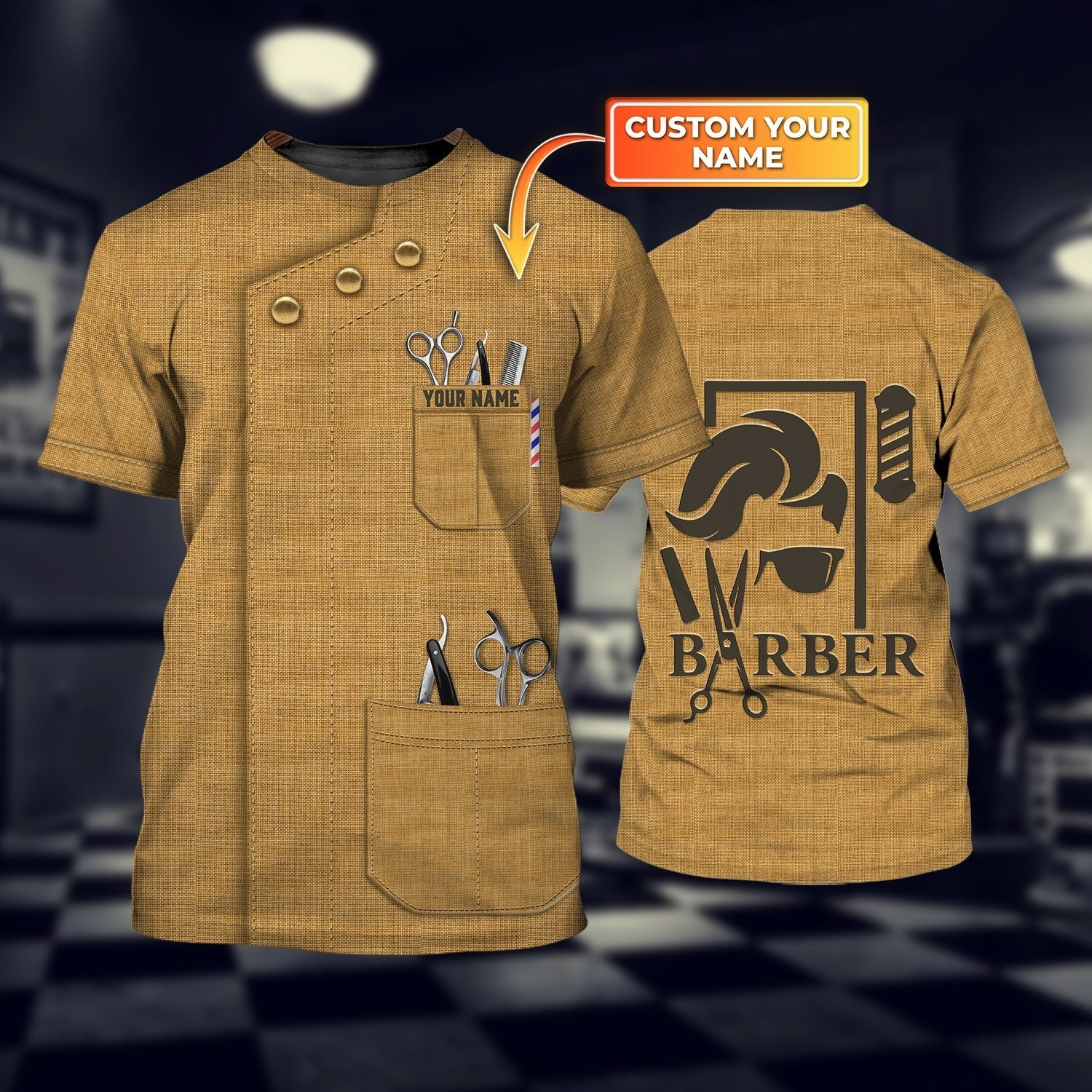 Custom Name 3D All Over Print Tshirt For Barber Men, Birthday Gift For Barber, New Barber Gifts, New Salon Gifts