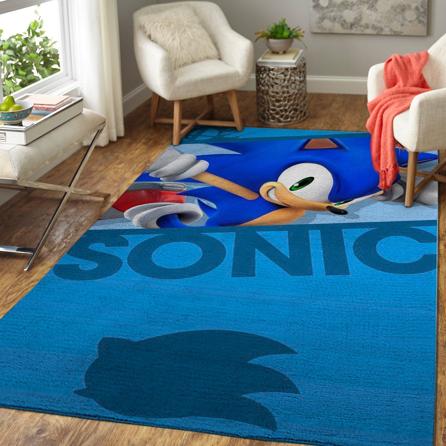 Sonic The Hedgehog Area Rug / Gaming Carpet, Gamer Living Room Rugs, Floor Decor 191013