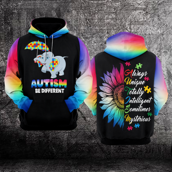 Autism Be Different Unisex Hoodie For Men Women Elephant Autism Awareness Shirts Clothing Gifts Ht