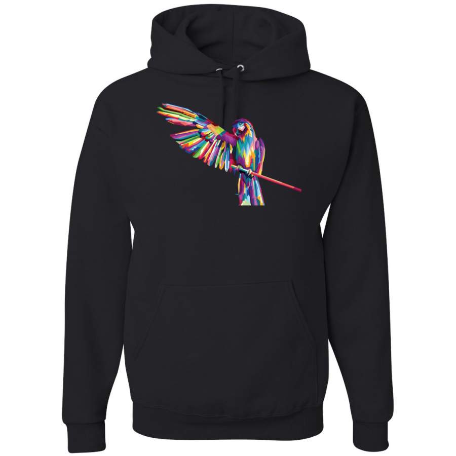 Rainbow Trippy Psychedelic Parrot  Animal Lover Graphic Hoodie Sweatshirt