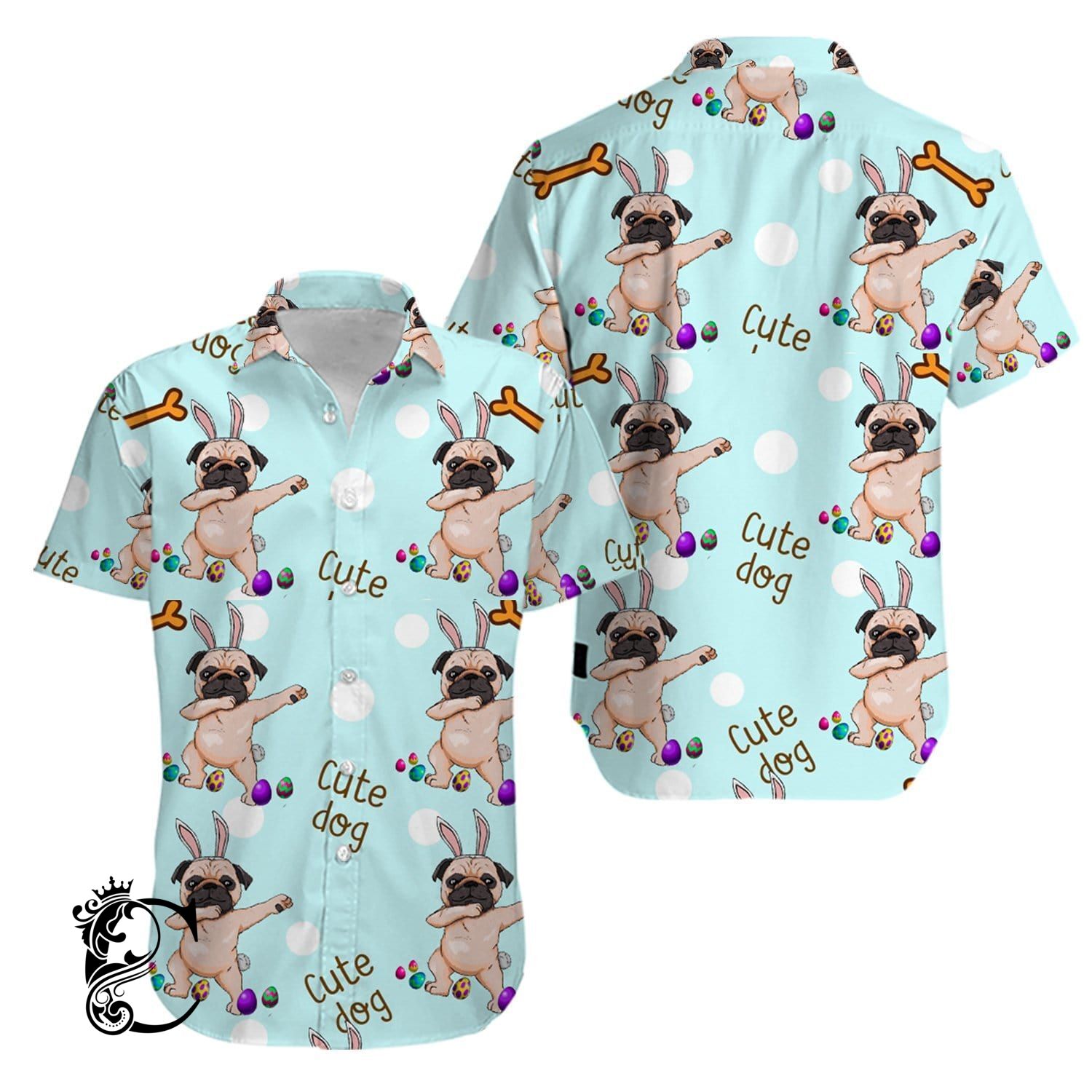 Pug Dab Funny Puppy Bunny Happy Easter Day Aloha Hawaiian Shirts