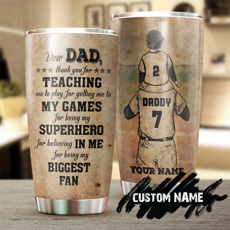 Baseball Dad And Son Thank You For Teaching Me Play Personalized Tumbler-Birthday Christmas Gift Father’S Day Gift For Baseball Dad From Son