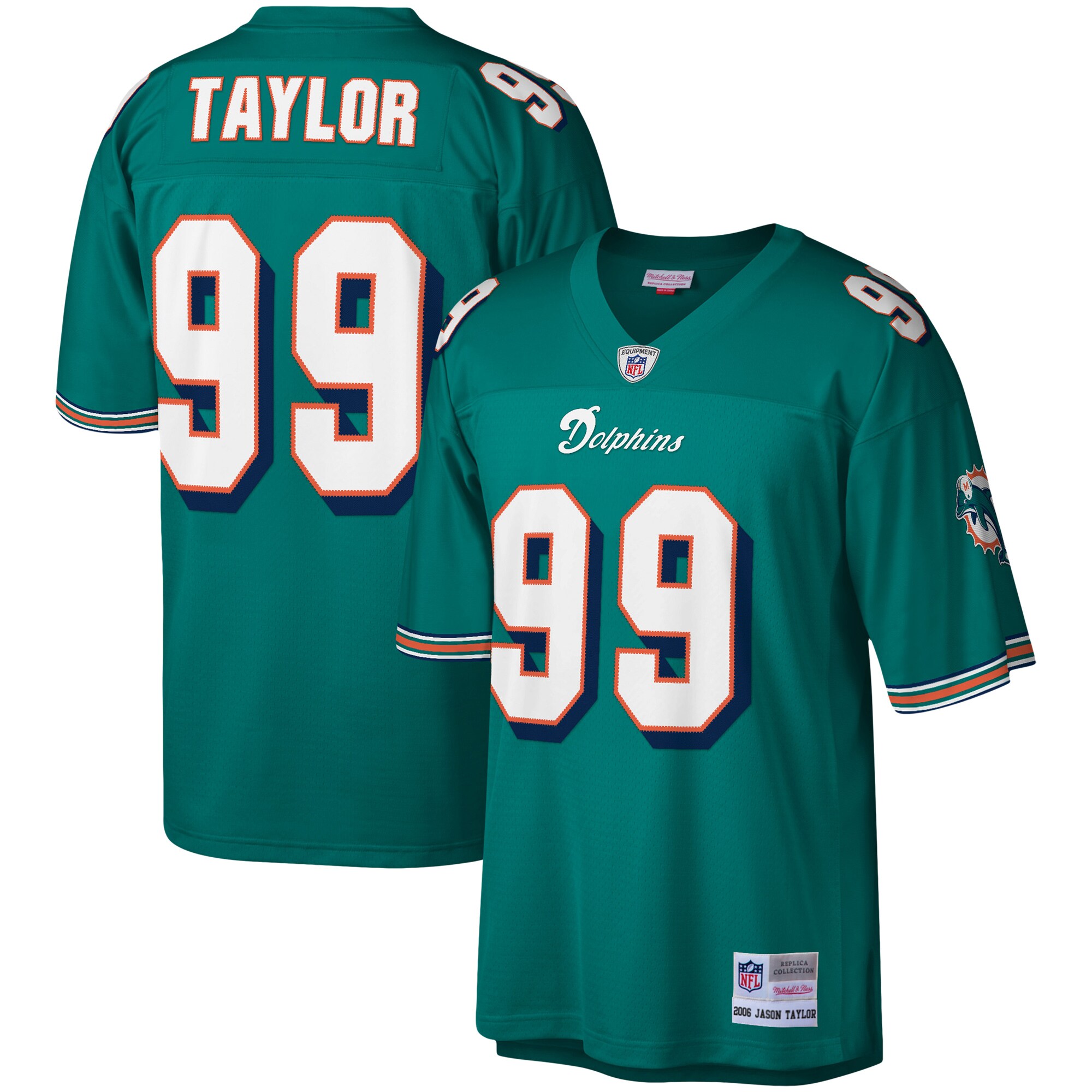 Men’s Miami Dolphins Jason Taylor Mitchell & Ness Aqua Legacy Jersey