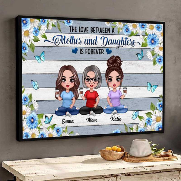 Mother And Daughters Flowers Personalized Horizontal Poster