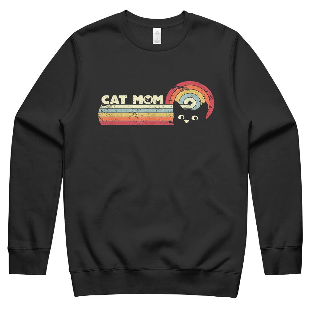 Cat Mom Shirt. Retro Kitten Crewneck Sweatshirt