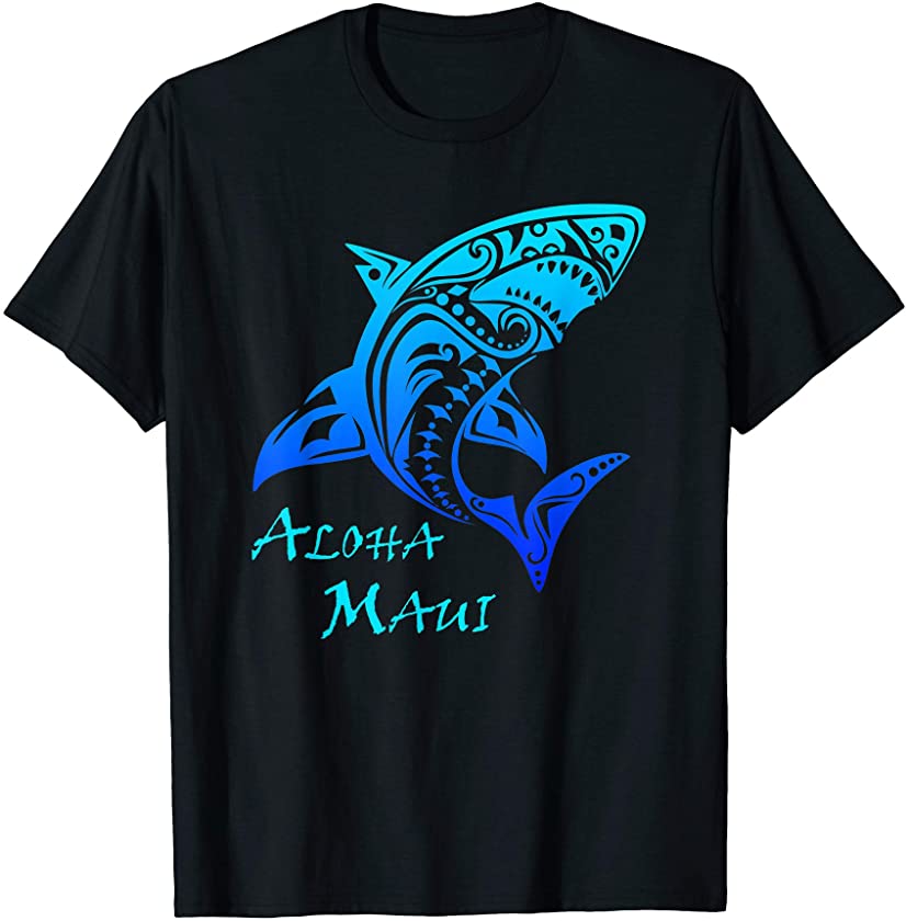 Aloha Maui Vintage Tribal Shark Hawaiian Vacation Gift T-Shirt