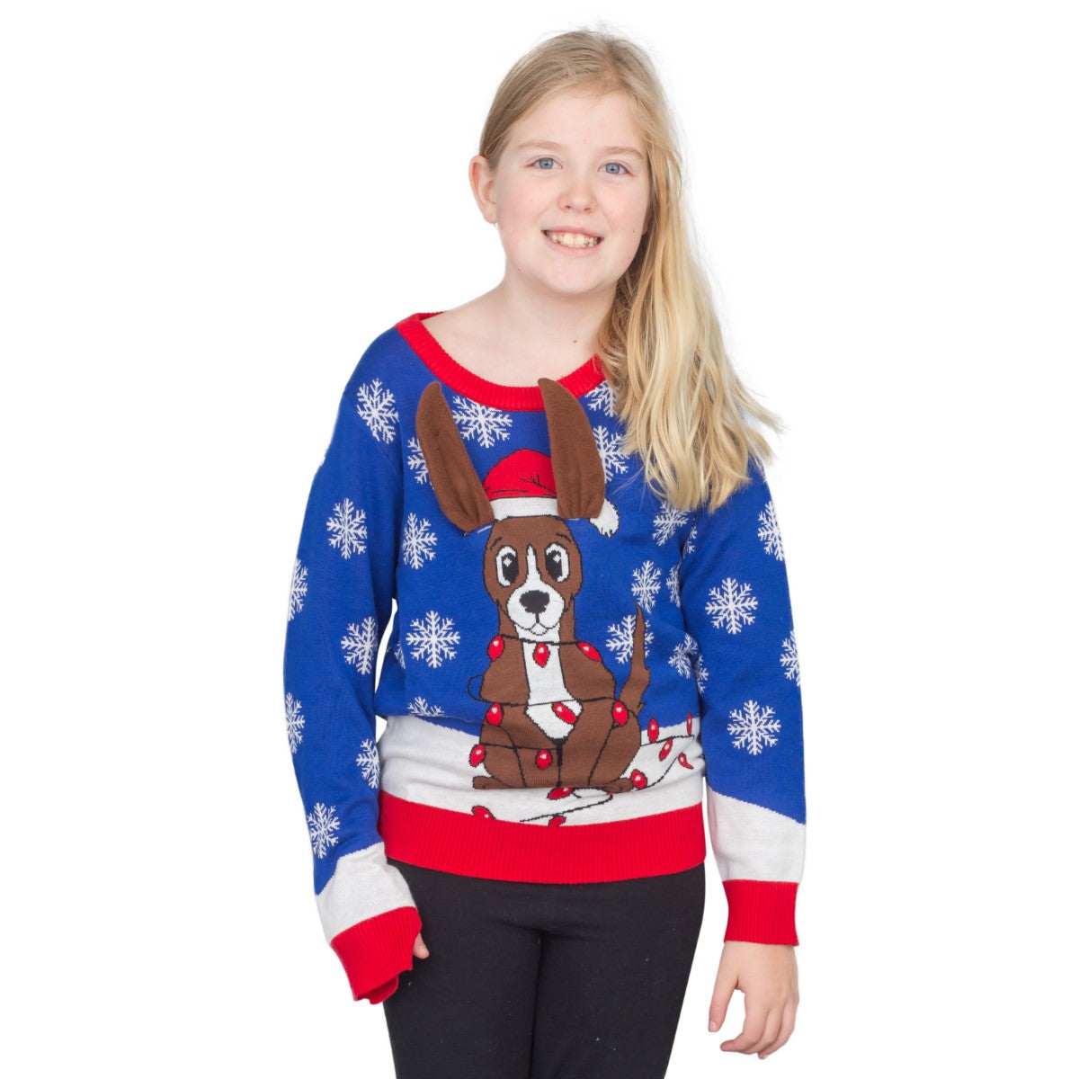 Youth Flappy Dog Animated Puppy Ears Ugly Christmas Sweater