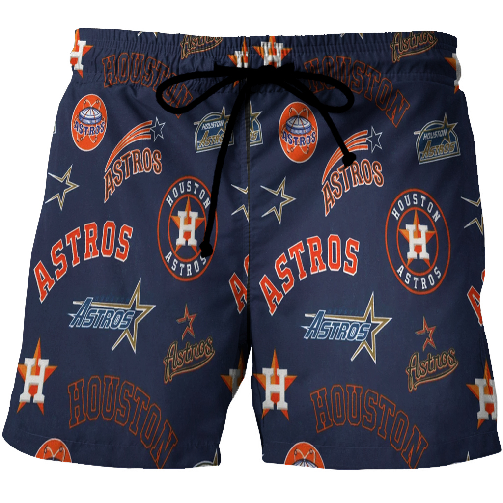 Houston Astros Emblem V3 3D All Over Print Summer Beach Hawaiian Short