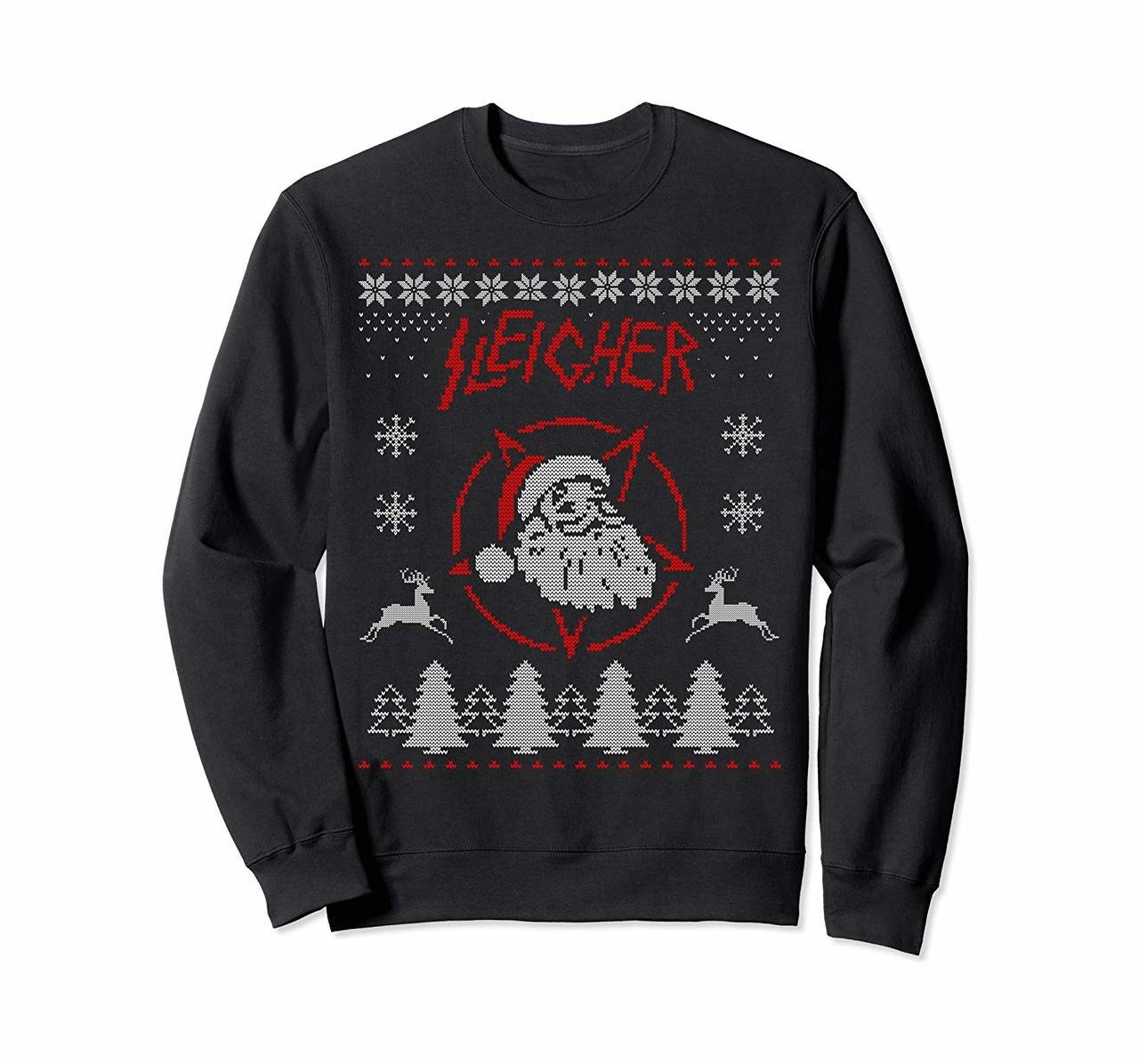 Sleigher Ugly Christmas Sweater Santa Metal Sweatshirt