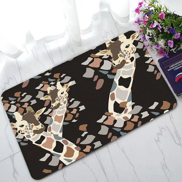 Abstract Doormat, Cute Animal Giraffe Doormat Outdoors/Indoor Floor Mats Rugs