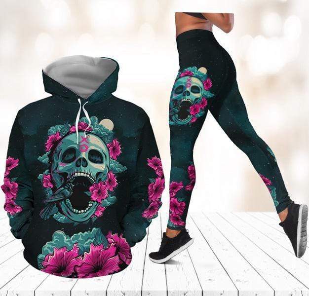 Skull Bird Flowers Leggings – Hoodie 3D #L