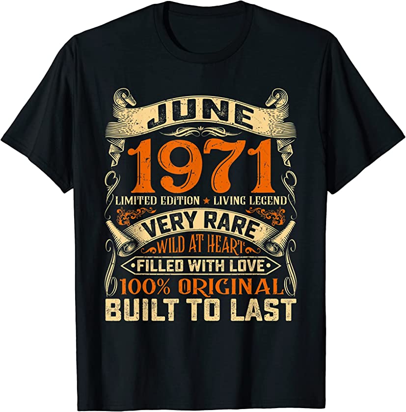 Vintage June 1971 Distressed 50th Birthday Outfit 50 Yrs Old T-Shirt