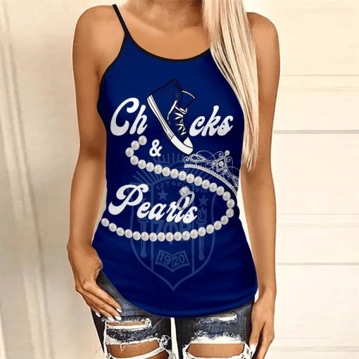 Zeta Phi Beta Chucks And Pearls Criss-Cross Tank Top