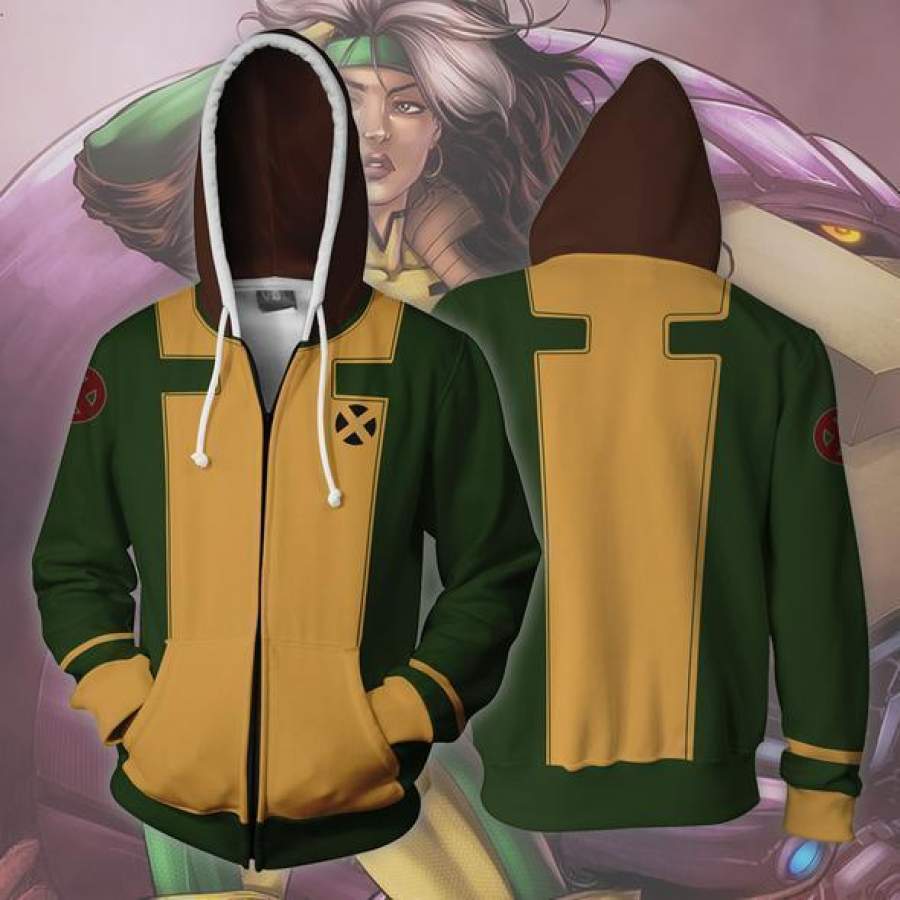 2019 Unisex Rogue X-men Cosplay Zip Up Hoodie Sweatshirt