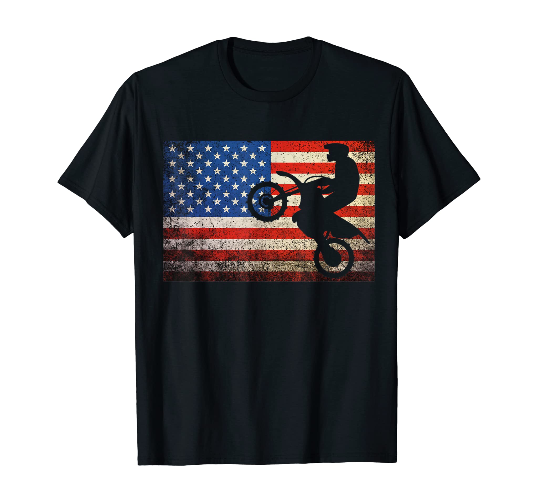 USA Independence Day July 4th American Flag Dirt Bike Gift T-Shirt