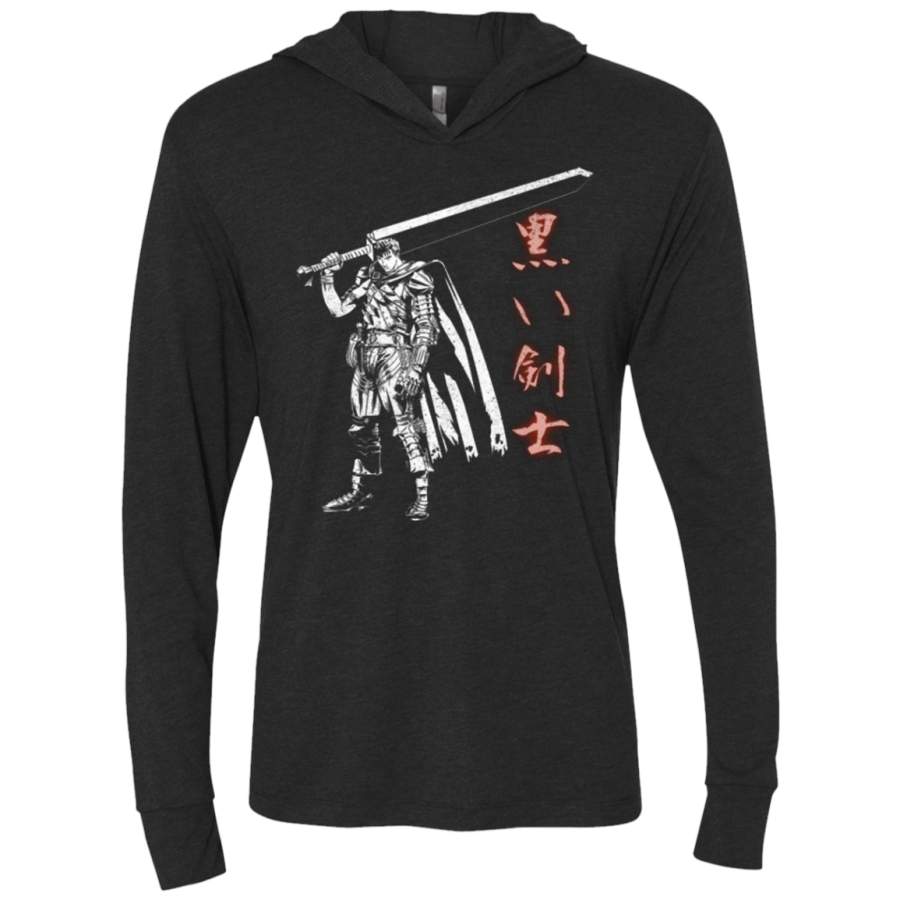 The Black Swordsman Triblend Long Sleeve Hoodie Tee