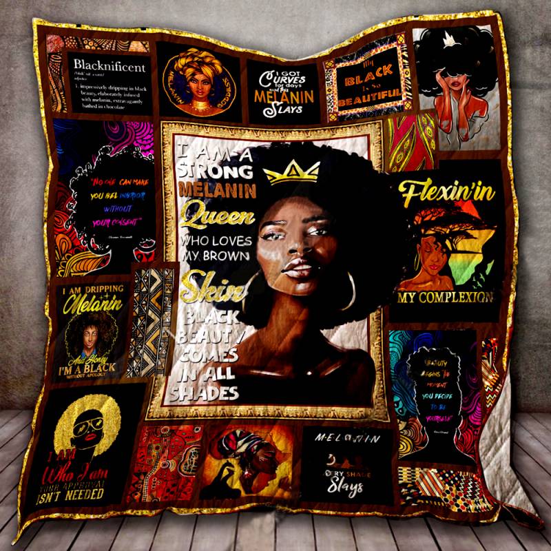 Strong Melanin Queen, Black Woman Queen Quilt N201224