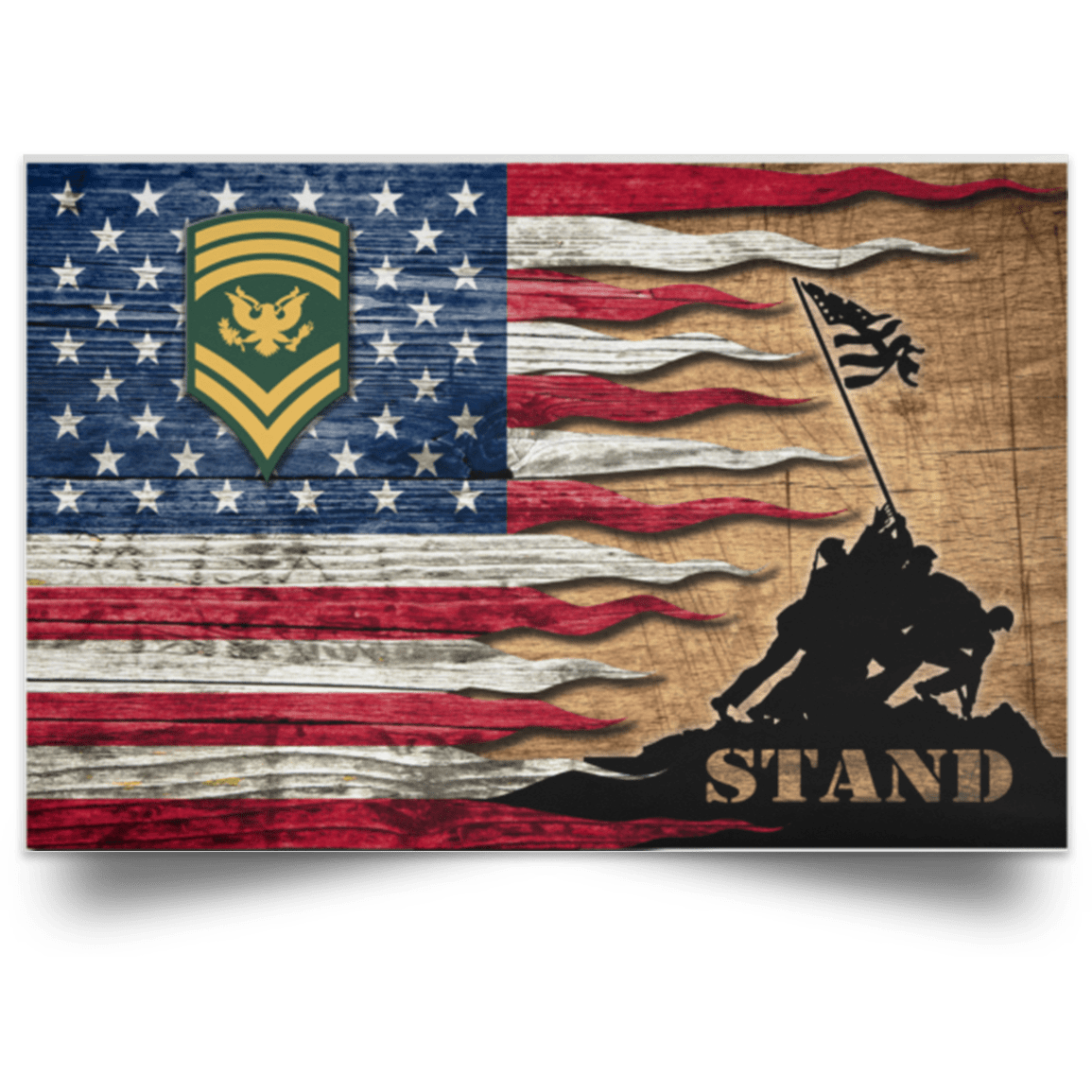 US Army E-9 SPC E9 SP9 Specialist 9 Stand For The Flag Satin Landscape Poster