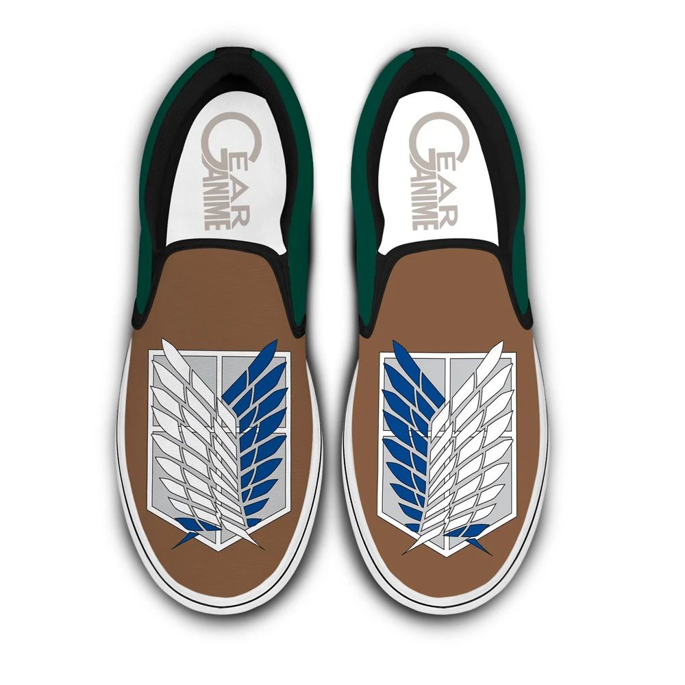 Aot Wing Of Freedom Slip On Sneakers Custom Symbol Anime Attack On Titan Shoes Unisex Men Women