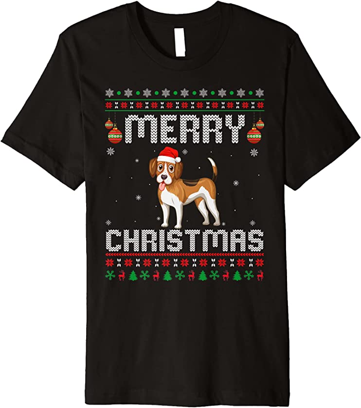 Beagle Dog Merry Xmas Design Matching Ugly Christmas Holiday Premium T-Shirt