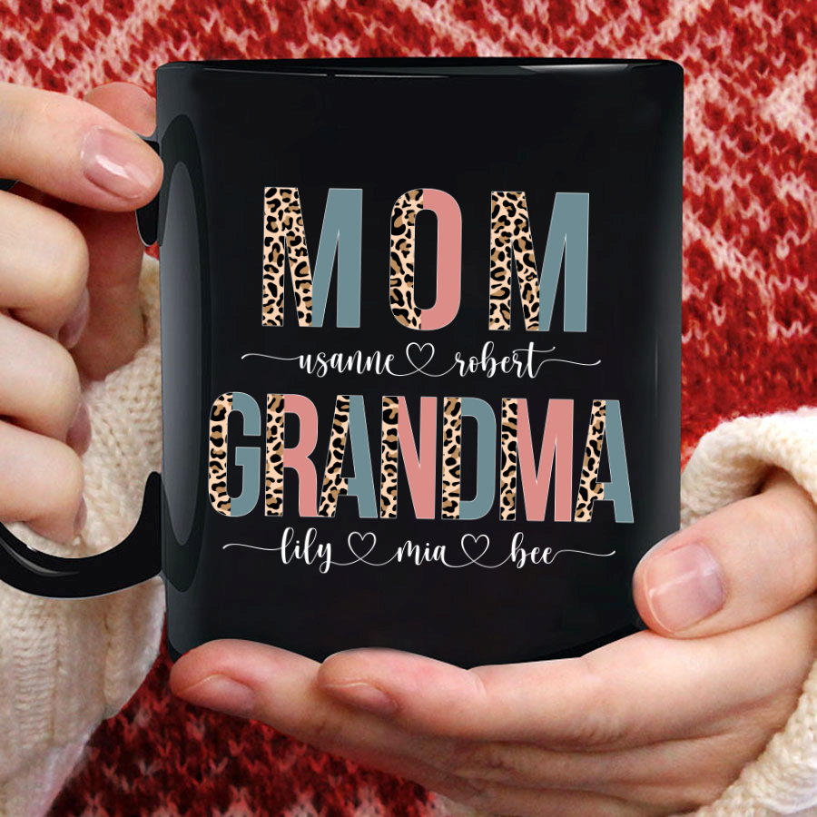 Personalized Mom And Grandma Leopard Mug