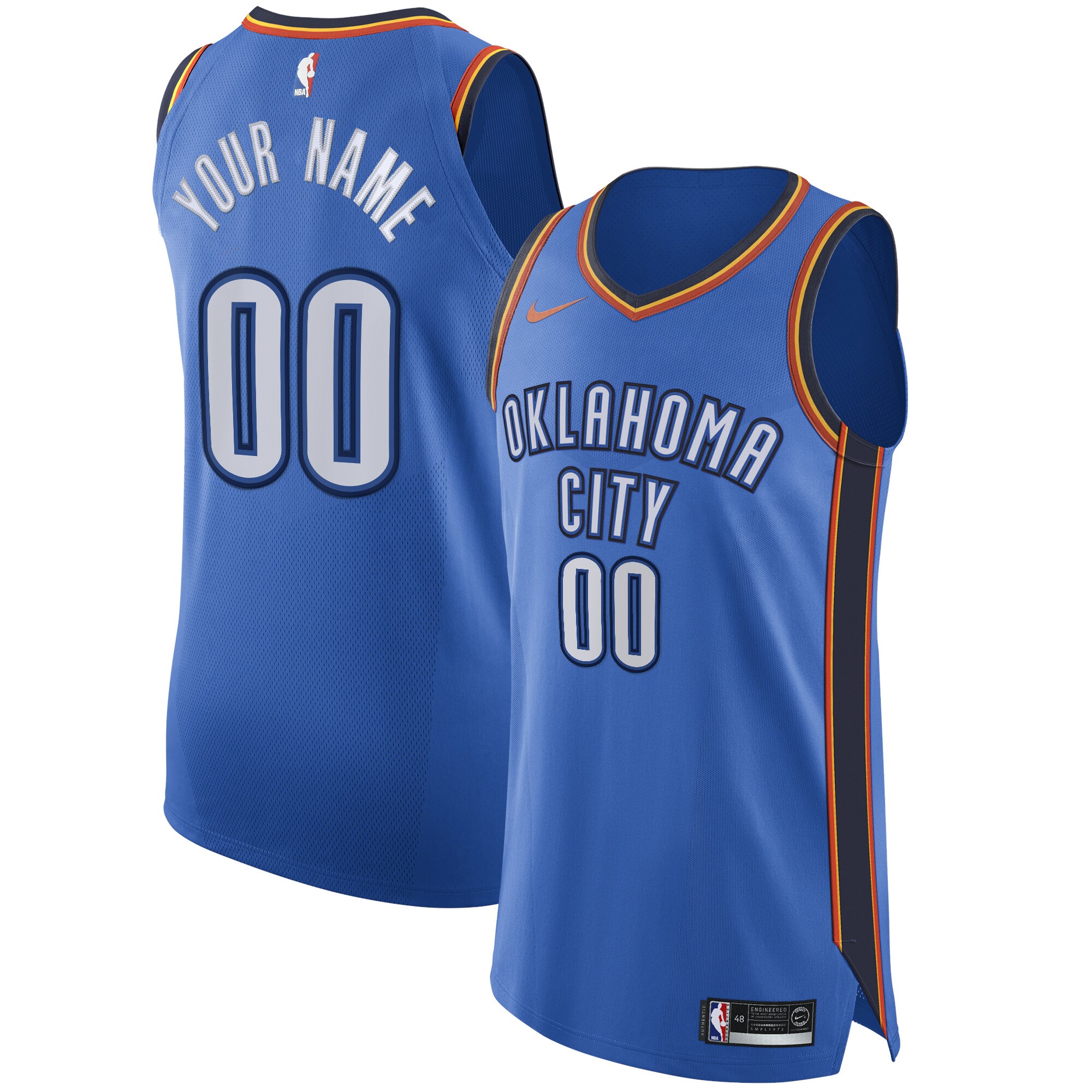 Oklahoma City Thunder Authentic Custom Jersey Blue – Icon Edition