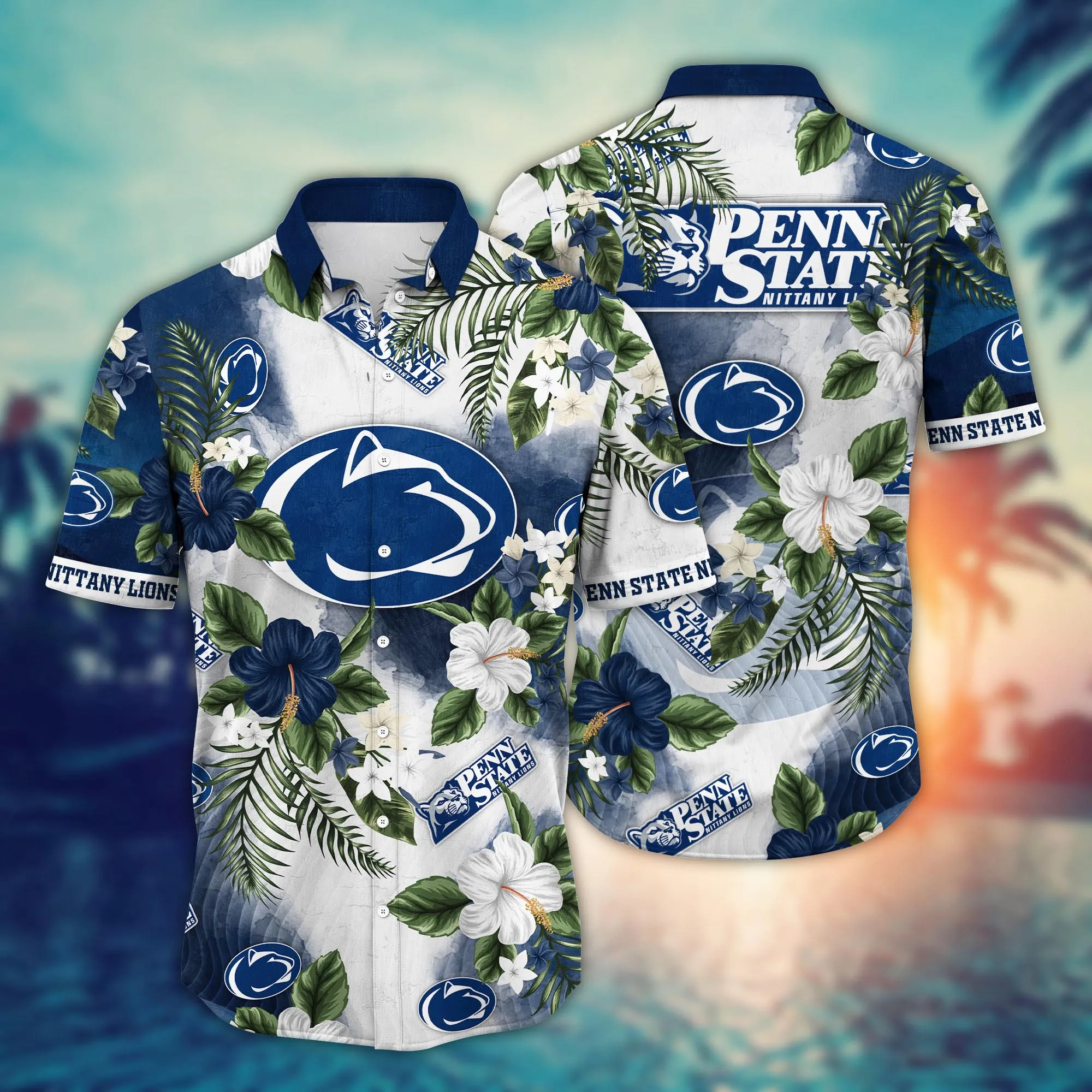 Penn State Nittany Lions NCAA Hawaiian Shirt Sun-Soakedtime Aloha Shirt