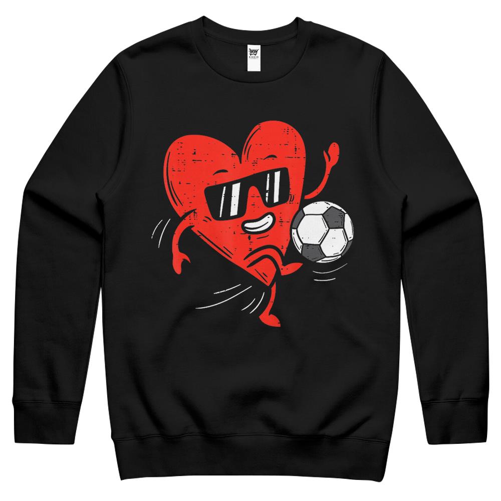 Heart Playing Soccer Valentines Day Football Girls Boys Crewneck Sweatshirt