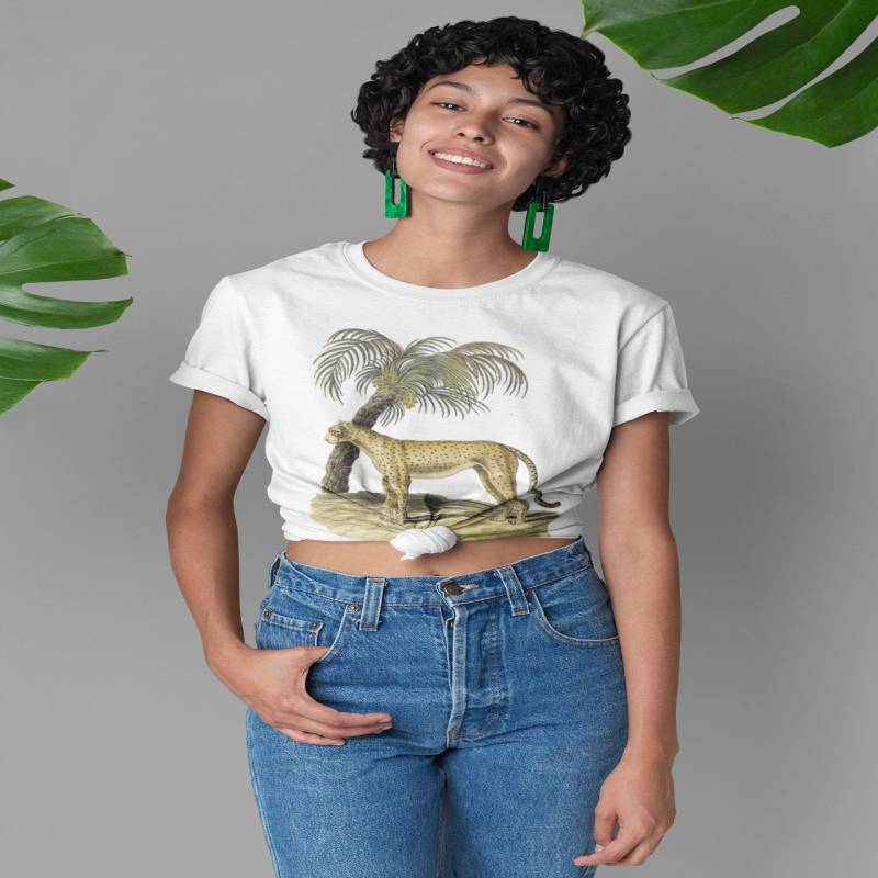 Crushtee big cat tee, leopard t shirt, womens tshirts, vintage tee, graphic tee, plus size tshirt, tees, shirts, white t shirt, vintage graphic tee Long Sleeve Hoodie