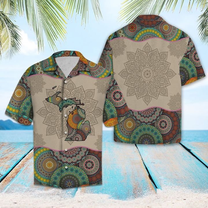 Awesome Michigan Mandala Hawaiian Shirt Summer Button Up For Men, Women, Couple