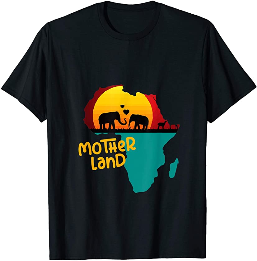 Motherland Black Love Elephant Juneteenth Design T-Shirt