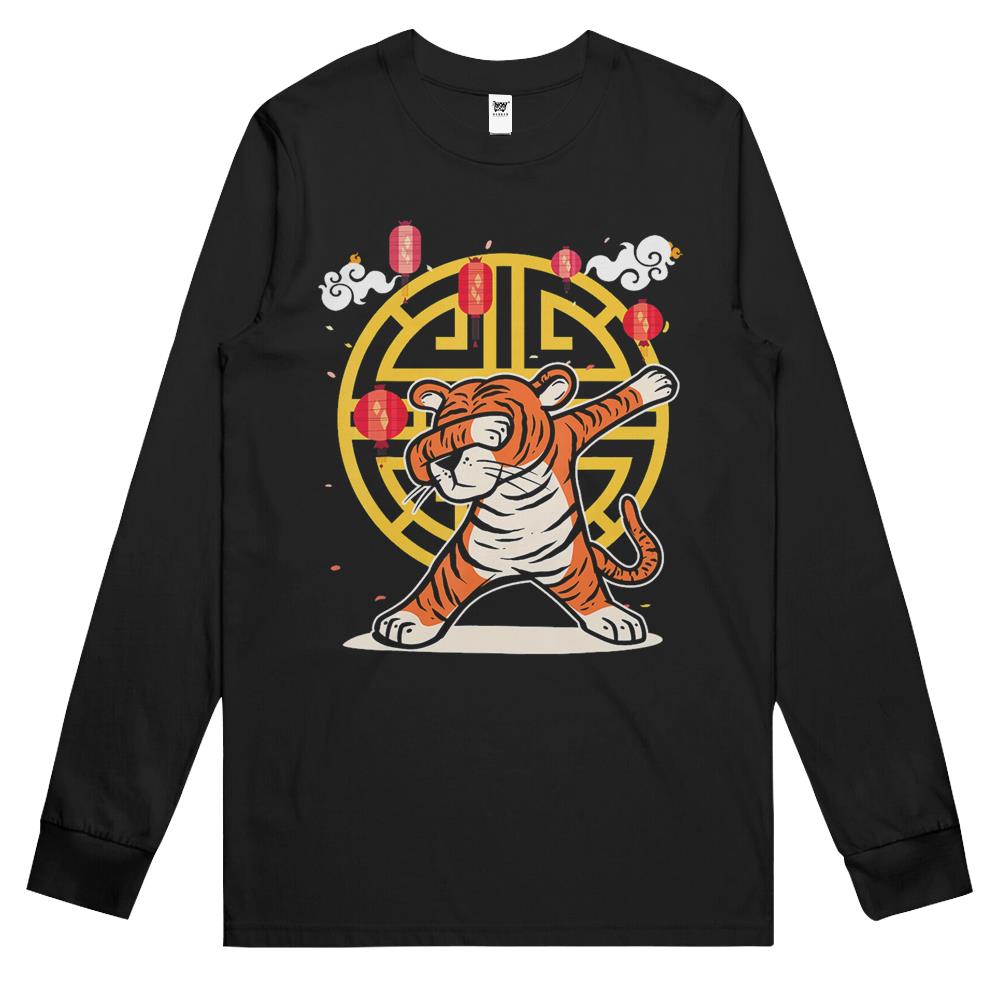 Dabbing Tiger And Chinese New Years Eve Party Supplies 2022 Long Sleeve T Shirts