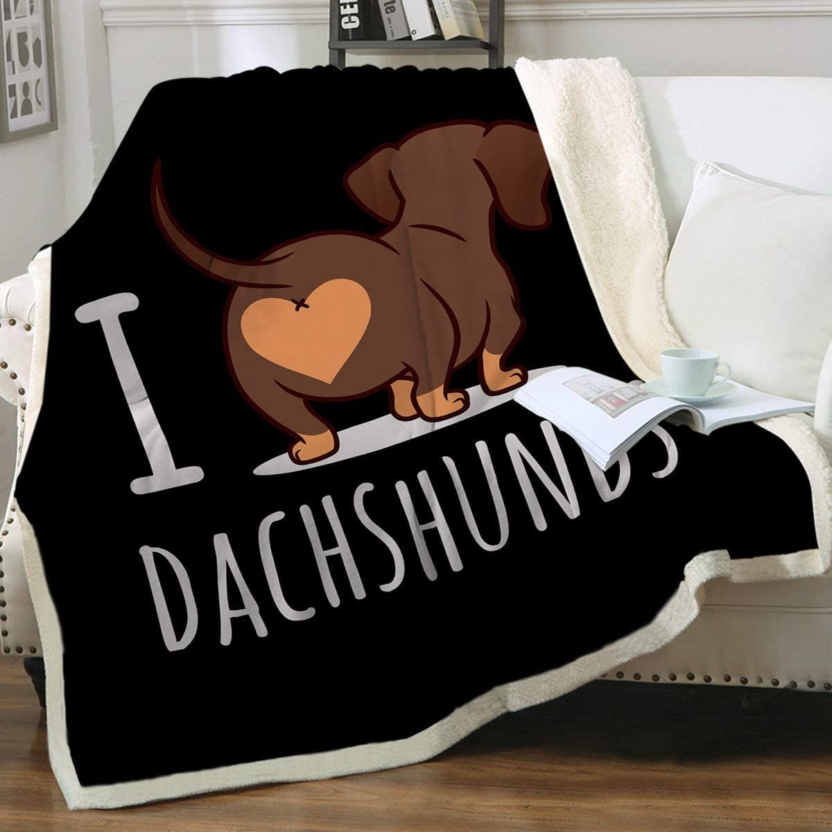 Sleepwish Dachshund Lovers Gifts Cute Dachshund Animal Wiener Sausage Dog Fleece Blanket