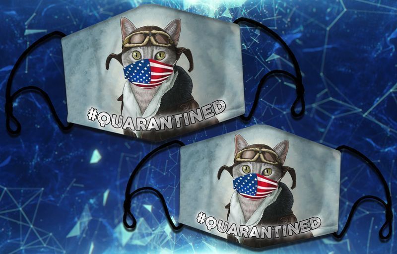 Pilot Cat Quarantined 2020 Face Covering Kitty Kitten Cat Lovers Cotton Mask 1-10 Pcs For Kid & Adult All Over Print Face Mask Covering For Adults And Kids