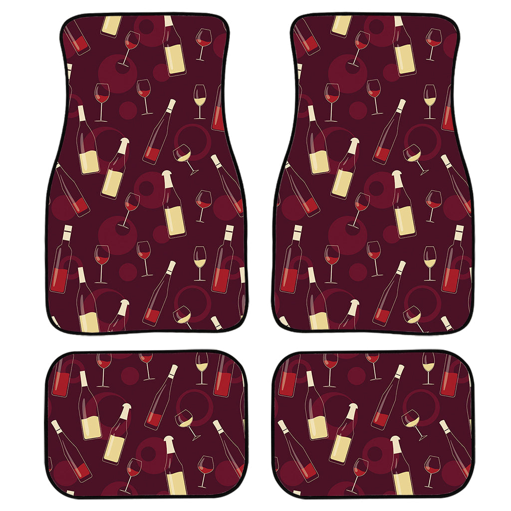 Glasses And Bottles Of Wine Print Front And Back Car Floor Mats, Front Car Mat