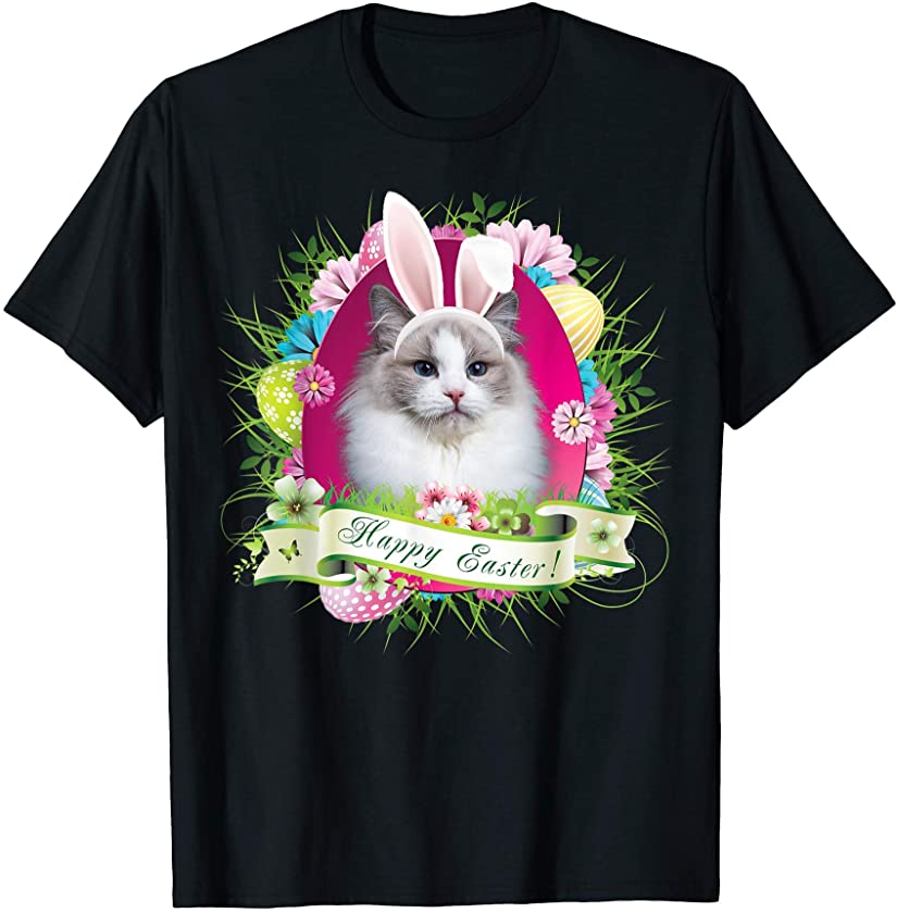 Bunny Ragdoll Cat Happy Easter Day Lover Egg Hunt Lovely T-Shirt