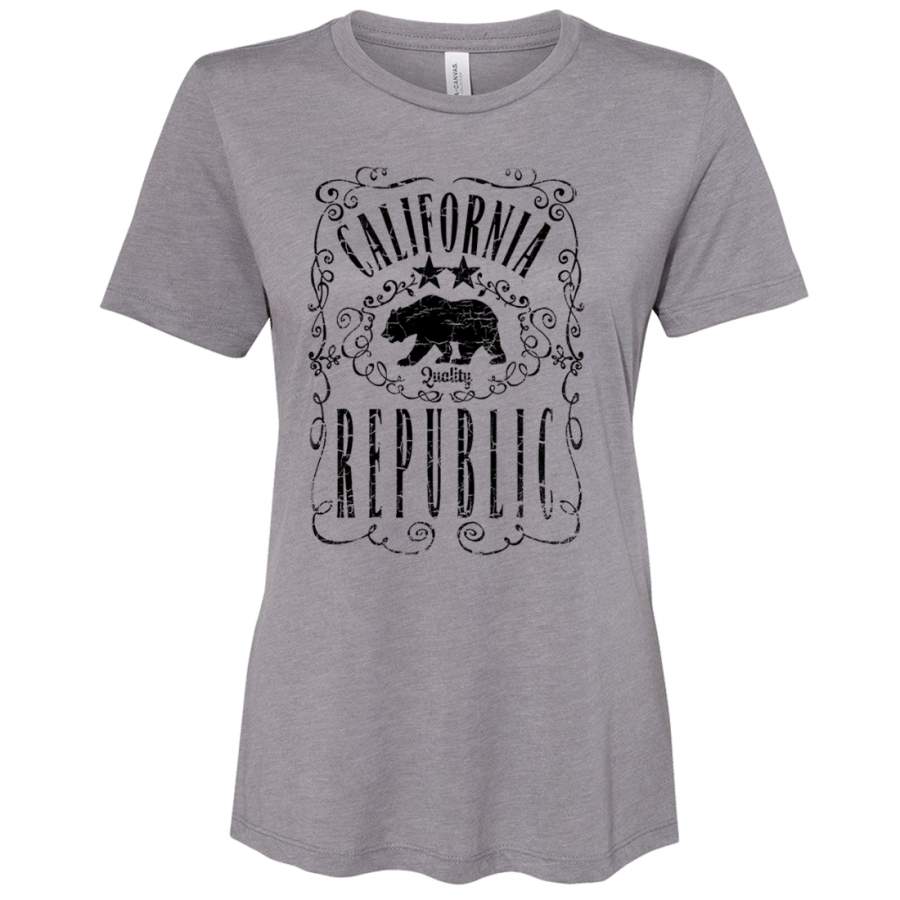 California Republic JD Whiskey Black Print Women’s Relaxed Jersey Tee