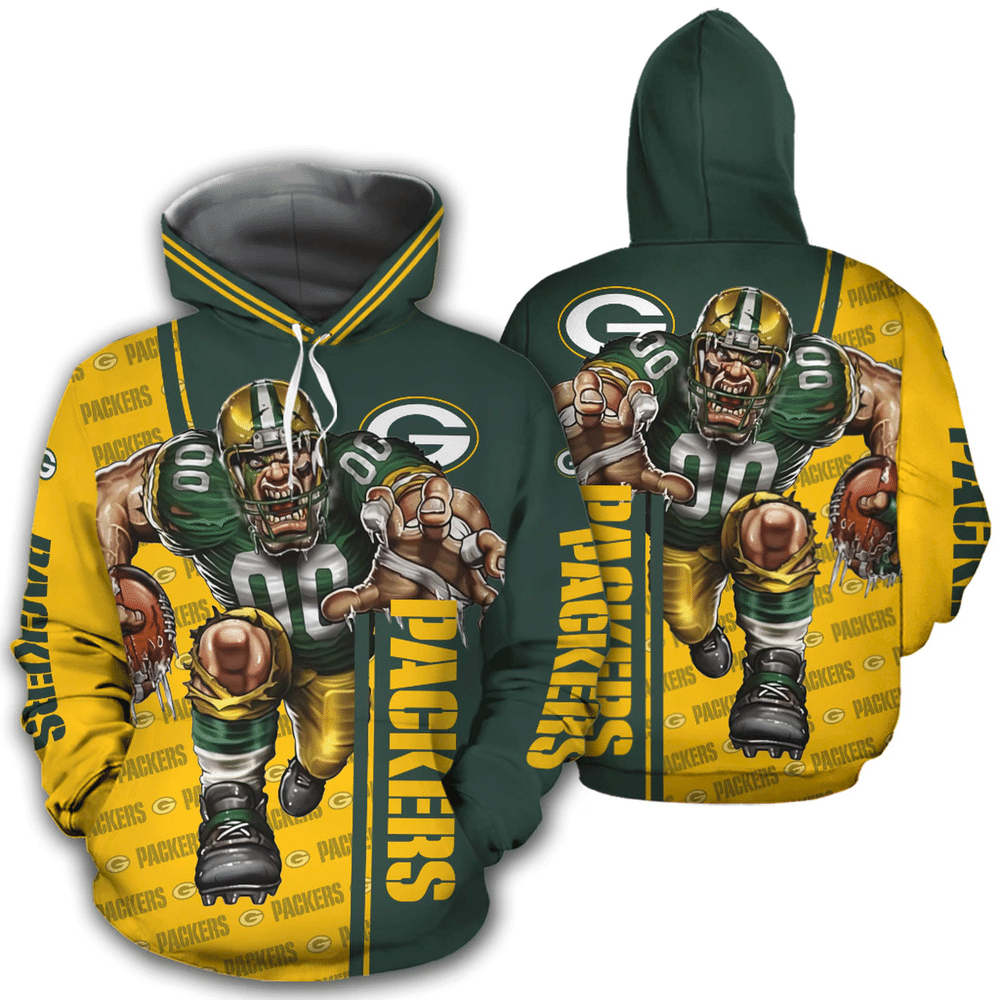 Green Bay Packers Hoodies Mens Mascot 3D Ultra Cool Custom