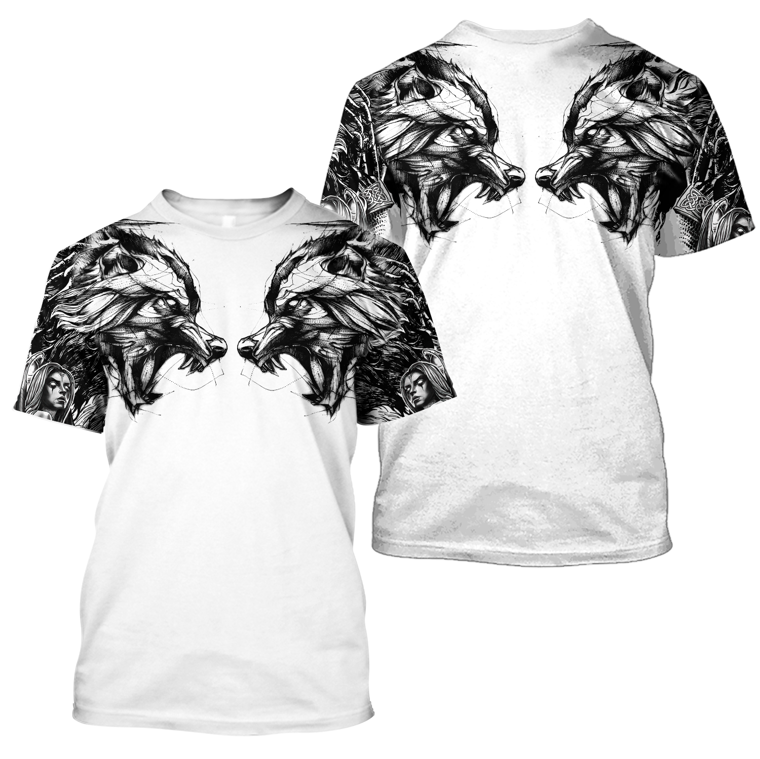 Tattoo Wolf Hoodie T Shirt For Men And Women Hac300502-Nm