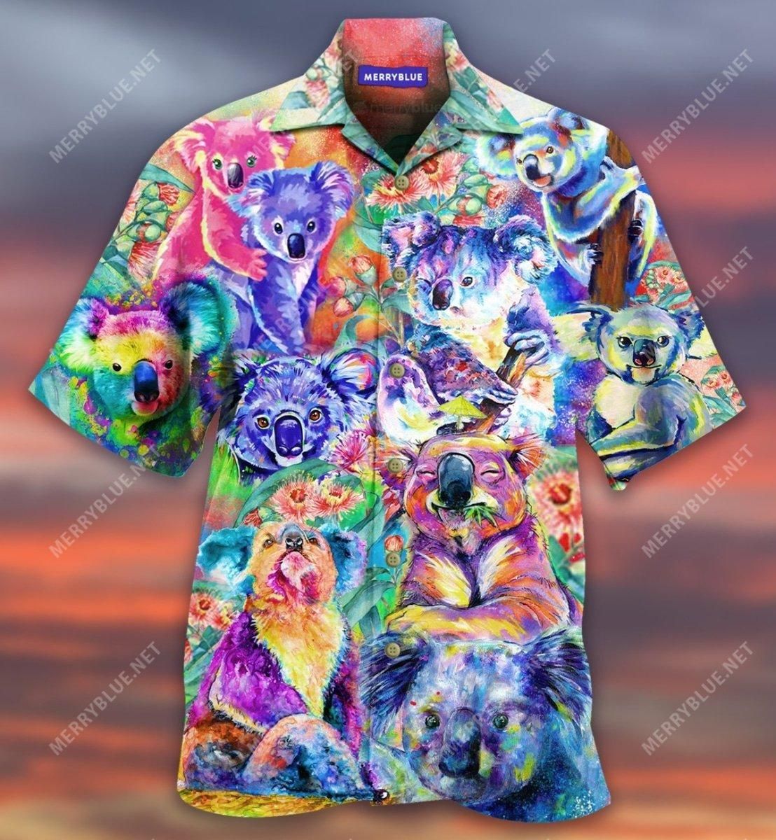 Wonderful Colorful Koala Aloha Hawaiian Shirt Colorful Short Sleeve Summer Beach Casual Shirt For Men And Women