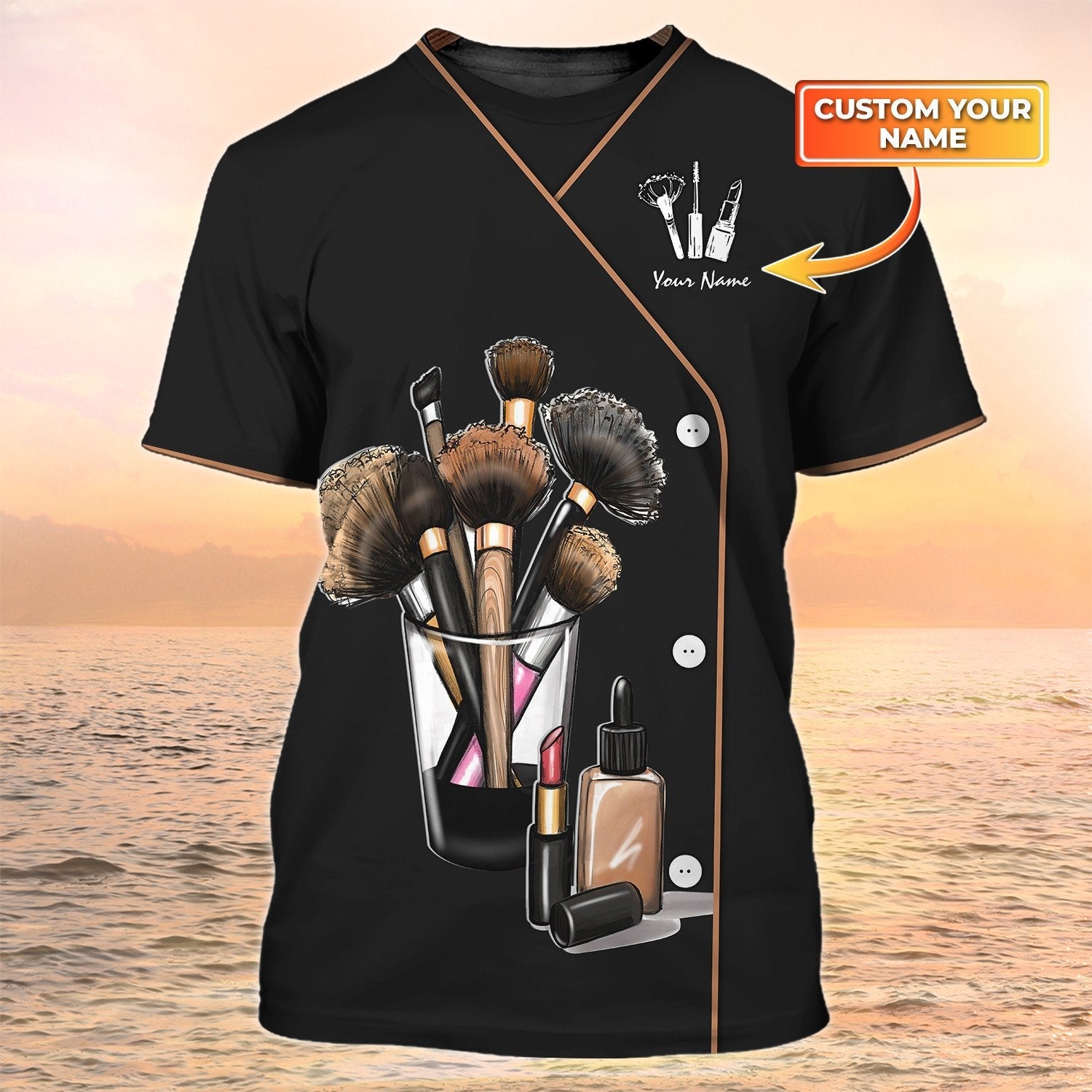 3D Women Make Up Shirt Beauty Uniform Make Up Artist Custom T Shirt