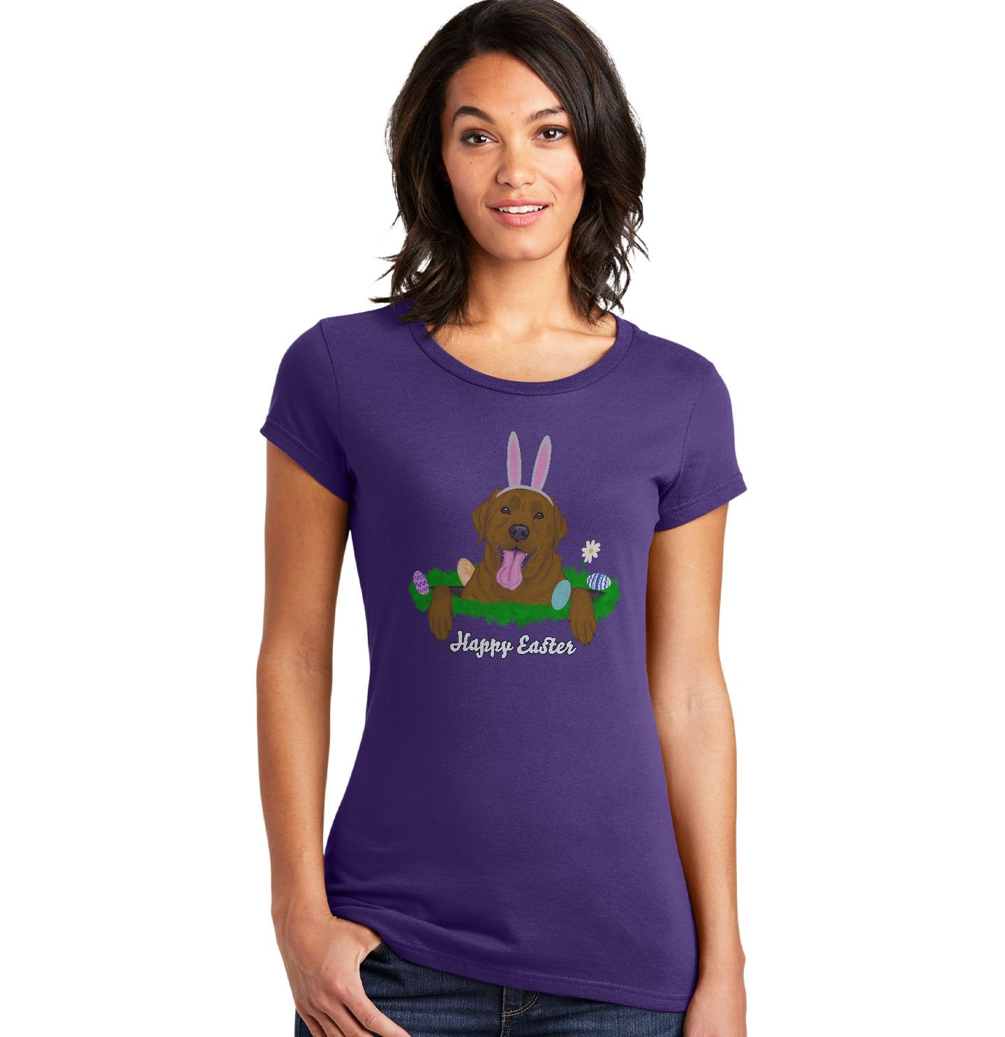 Rabbit Hole Chocolate Labrador  – Women’S Fitted T-Shirt