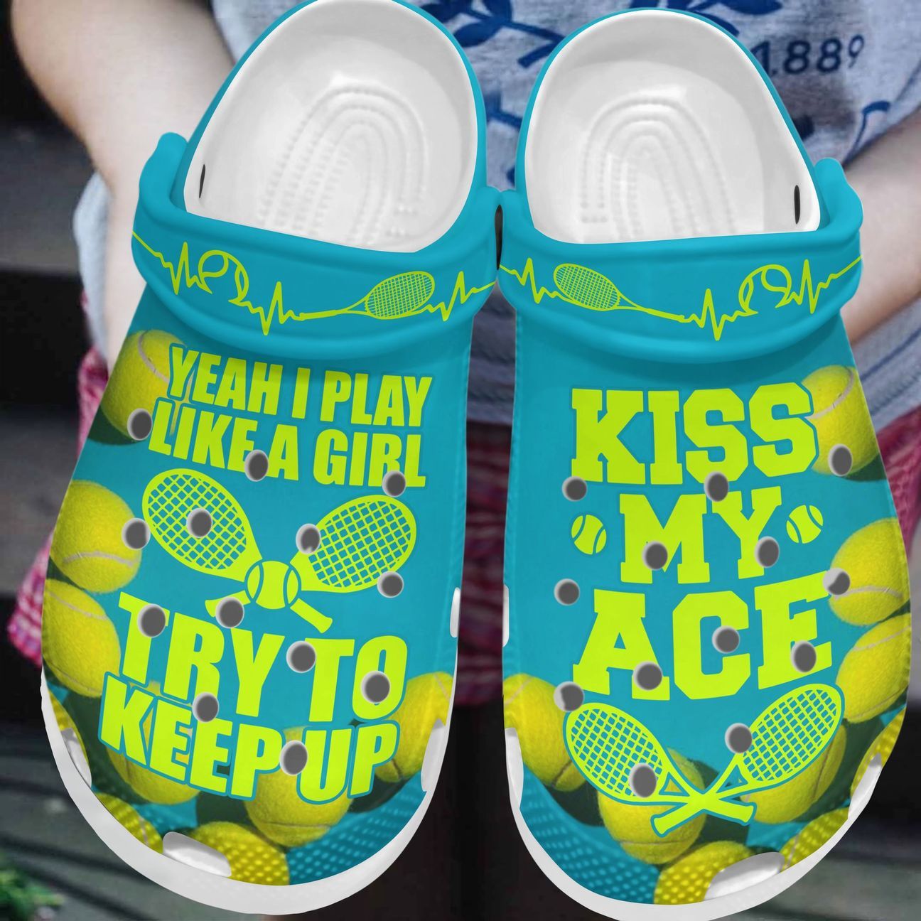 Tennis Personalized Clog, Custom Name, Text, Color, Number Fashion Style For Women, Men, Kid, Print 3D Yeah I Play Like A Girl, Kiss My Ace