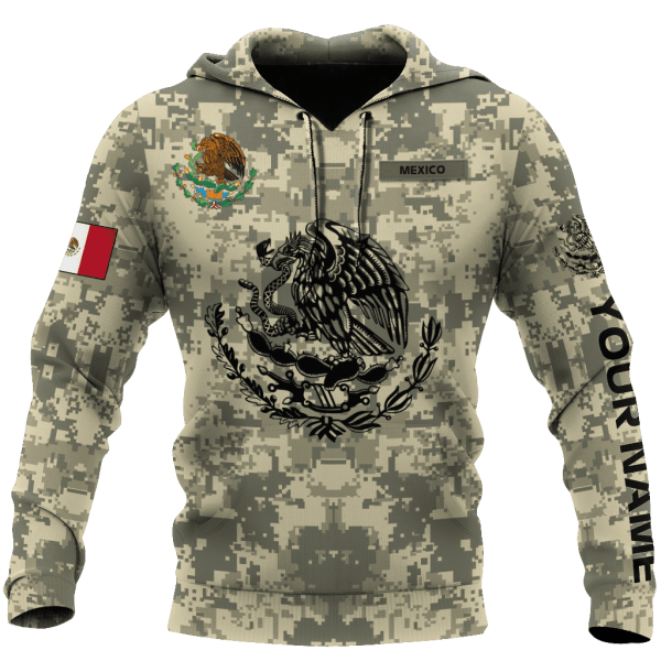 Custom Name Mexican Army Mexican Flag Logo Eagle 3D All Over Printed Hoodies