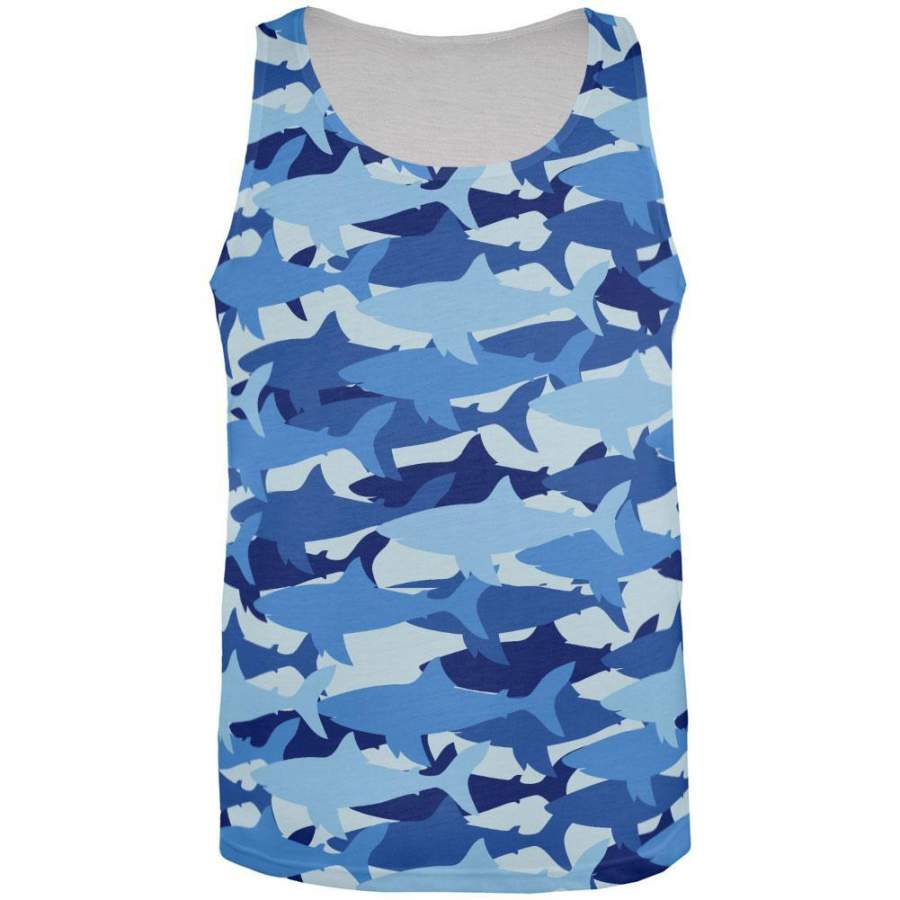 Shark Camo All Over Adult Tank Top