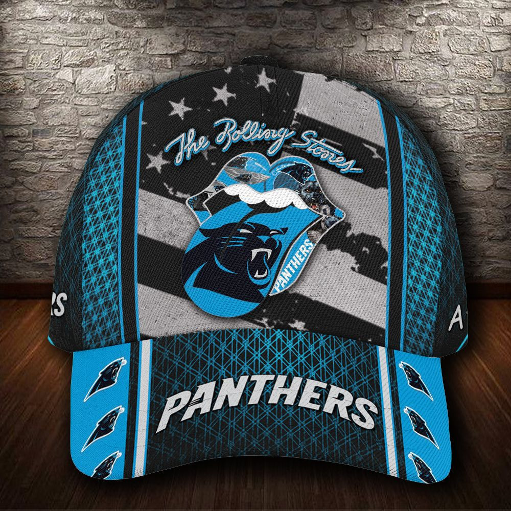 Personalized Carolina Panthers The Rolling Stones All Over Print 3D Baseball Cap – Blue