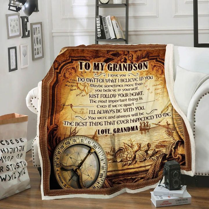 To My Grandson Fleece Blanket, Do Matter What I Believe In You Gift For Grandson From Grandma Birthday Gift Home Decor Bedding Couch Sofa Soft And Comfy Cozy